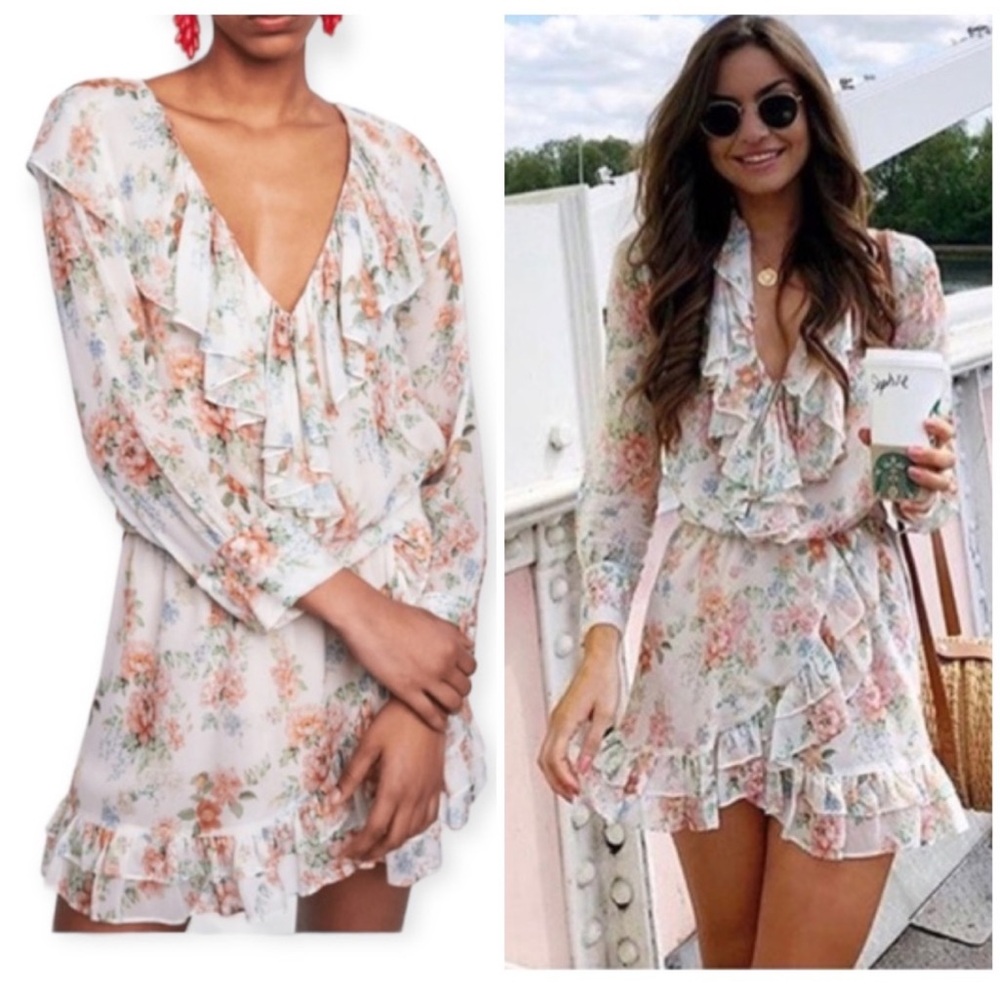 Zara Floral Ruffle Skirt and Blouse